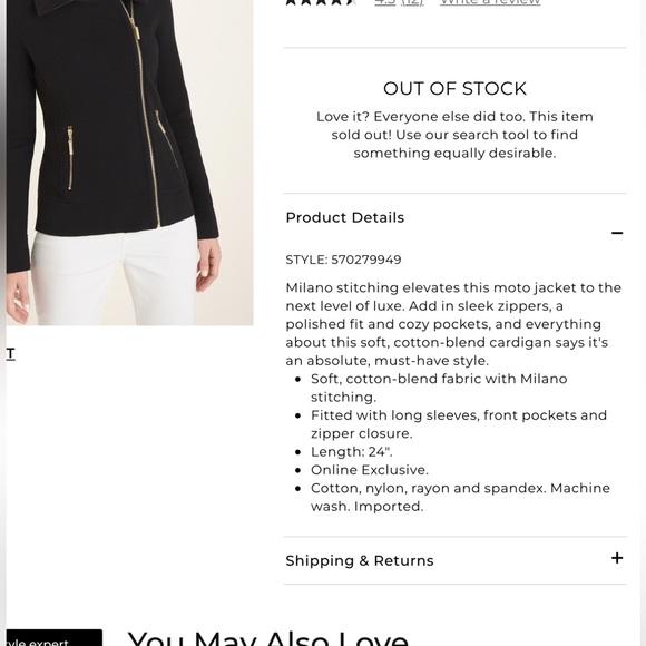 CHICOS SIZE 0 MOTO BLACK KNIT‎ JACKET WITH GOLD ZIPPERS. - Picture 15 of 16